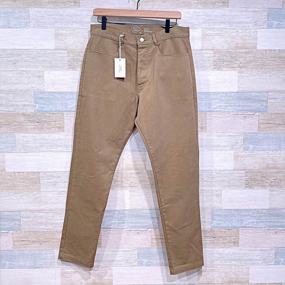 Alex Crane Canvas Cham Pants Tan Button Fly Slim Leg Cotton Casual Mens 30